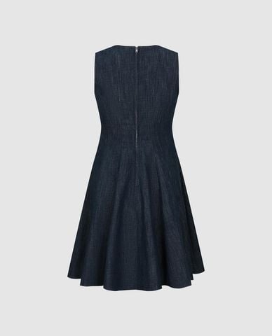  URBAN REVIVO - Đầm denim mini sát nách dáng xòe 