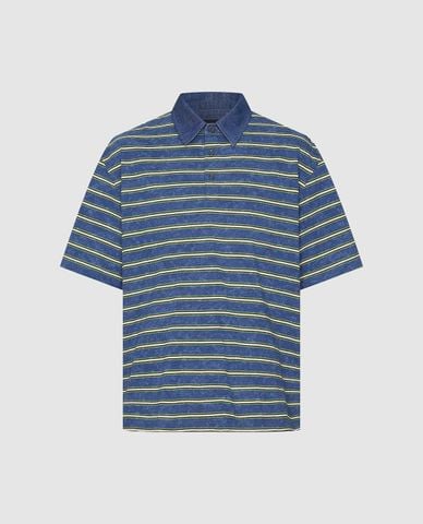  URBAN REVIVO - Áo polo nam cổ bẻ tay ngắn kẻ sọc 
