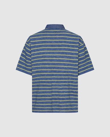  URBAN REVIVO - Áo polo nam cổ bẻ tay ngắn kẻ sọc 
