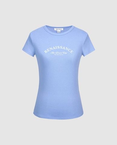  URBAN REVIVO - Áo thun nữ cổ tròn tay ngắn phom ôm 