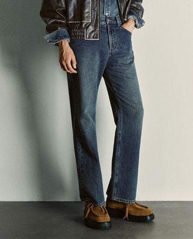  URBAN REVIVO - Quần jeans nam ống đứng wash bạc 