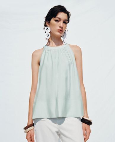  URBAN REVIVO - Áo kiểu nữ cổ yếm thời thượng 