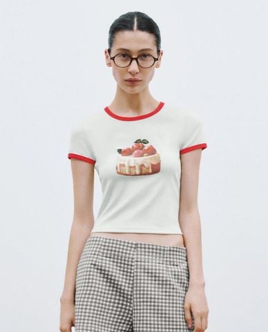  URBAN REVIVO - Áo croptop nữ phối viền hiện đại 