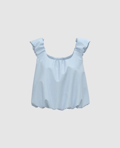  URBAN REVIVO - Áo hai dây nữ cổ vuông phom croptop 