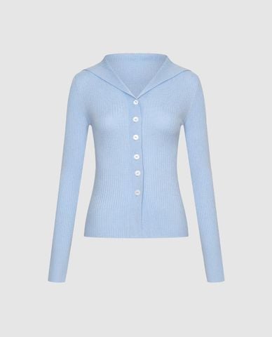  URBAN REVIVO - Áo khoác cardigan nữ cổ thuỷ thủ tay dài phom ôm 