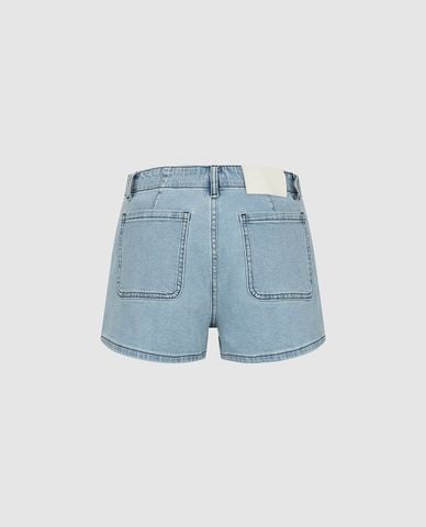  URBAN REVIVO - Quần short jeans nữ cạp cao phối túi 