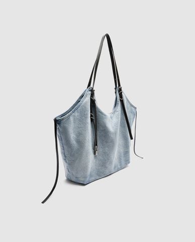  URBAN REVIVO - Túi đeo vai nữ dáng mềm phối dây 