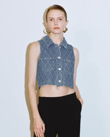  URBAN REVIVO - Áo sát nách nữ phom croptop 