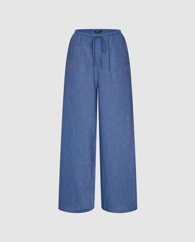  URBAN REVIVO - Quần nữ ống rộng lưng thun phối dây rút 