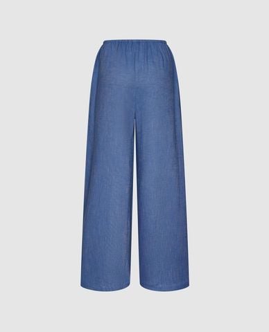  URBAN REVIVO - Quần nữ ống rộng lưng thun phối dây rút 