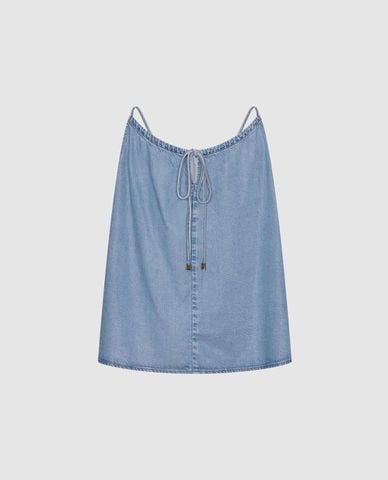  URBAN REVIVO - Áo sát nách nữ denim dáng suông 