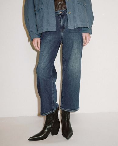  URBAN REVIVO - Quần jeans nữ ống đứng wash bạc 