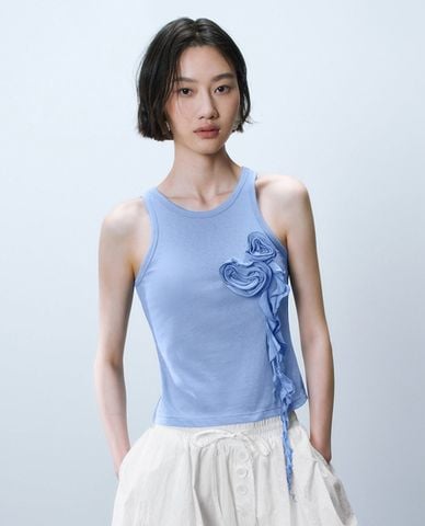  URBAN REVIVO - Áo sát nách nữ cổ tròn đính hoa 