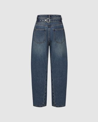  URBAN REVIVO - Quần jeans nữ ống rộng dáng cong 