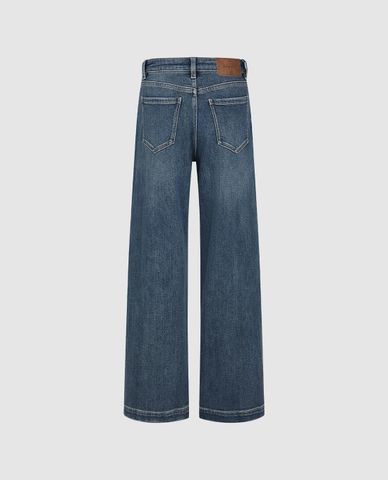  URBAN REVIVO - Quần jeans nữ ống rộng wash bạc 