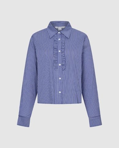  URBAN REVIVO - Áo sơ mi nữ tay dài phối bèo nhún 