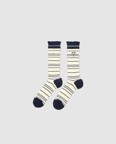  URBAN REVIVO - Vớ nữ cổ cao họa tiết kẻ sọc 