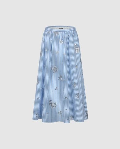  URBAN REVIVO - Chân váy chữ A midi phối hoa đính sequin 