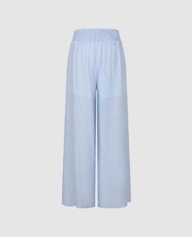  URBAN REVIVO - Quần nữ ống rộng lưng thun kẻ sọc 