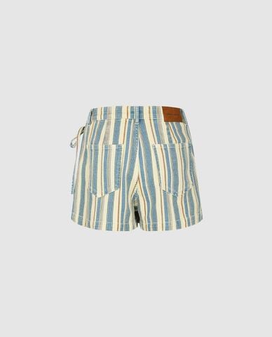  URBAN REVIVO - Quần short giả váy denim nữ kẻ sọc 