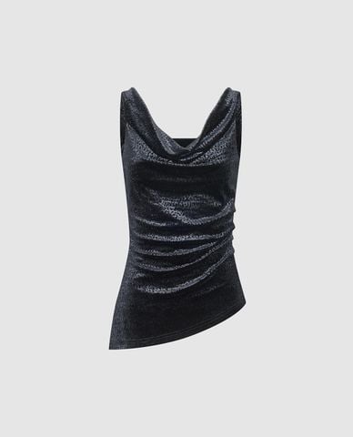  URBAN REVIVO - Áo sát nách nữ cổ đổ bất đối xứng 