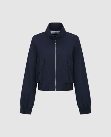  URBAN REVIVO - Áo khoác bomber nữ cổ đứng tay dài phối khóa 