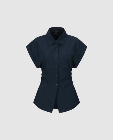  URBAN REVIVO - Áo sơ mi nữ tay liền chiết eo 