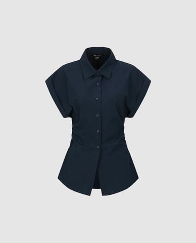  URBAN REVIVO - Áo sơ mi nữ tay liền chiết eo 