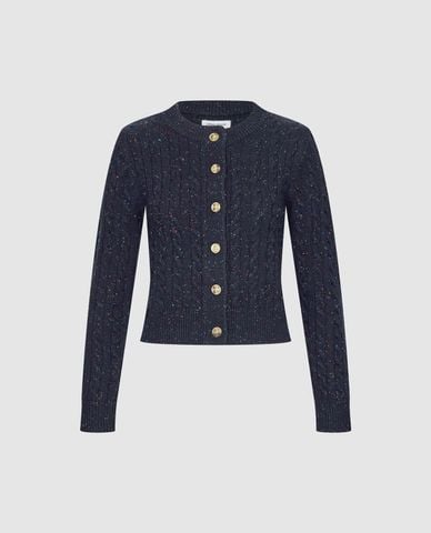  URBAN REVIVO - Áo khoác cardigan nữ cổ tròn tay dài 