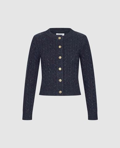  URBAN REVIVO - Áo khoác cardigan nữ cổ tròn tay dài 