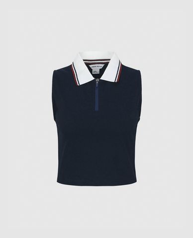 URBAN REVIVO - Áo sát nách nữ cổ bẻ phối zip 
