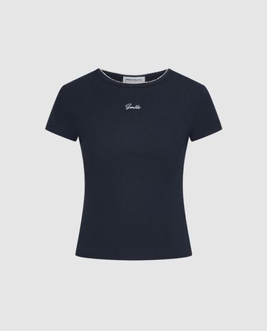  URBAN REVIVO - Áo thun nữ cổ tròn tay ngắn phom ôm 