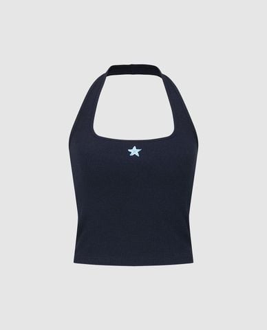  URBAN REVIVO - Áo kiểu nữ cổ yếm phom croptop 