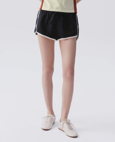  URBAN REVIVO - Quần short ngắn nữ thể thao phối viền 
