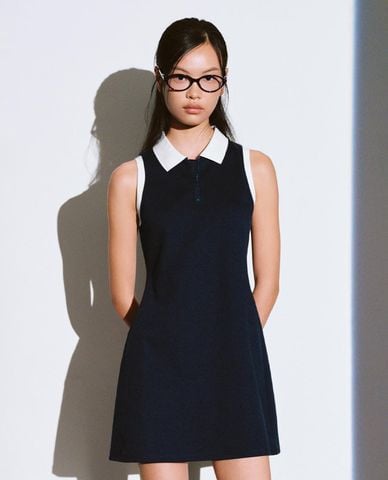  URBAN REVIVO - Đầm polo mini sát nách phom suông 