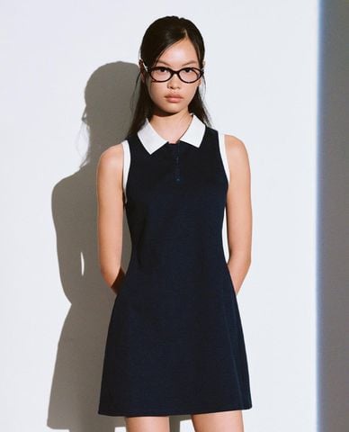  URBAN REVIVO - Đầm polo mini sát nách phom suông 