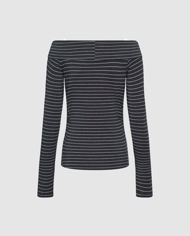  URBAN REVIVO - Áo kiểu nữ tay dài kẻ sọc layer hai lớp 