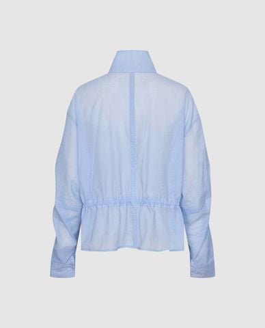  URBAN REVIVO - Áo khoác sơ mi nữ cổ trụ tay dài phối dây rút 