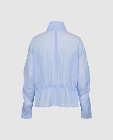  URBAN REVIVO - Áo khoác sơ mi nữ cổ trụ tay dài phối dây rút 