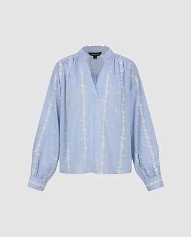  URBAN REVIVO - Áo kiểu nữ cổ V tay dài thêu hoa 
