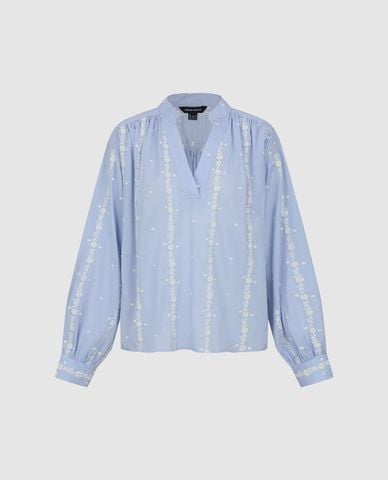  URBAN REVIVO - Áo kiểu nữ cổ V tay dài thêu hoa 