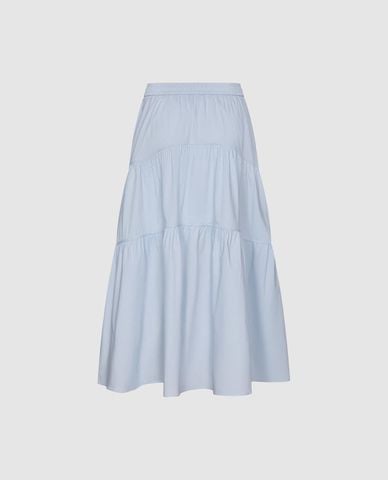  URBAN REVIVO - Chân váy chữ A midi xếp tầng lưng thun 