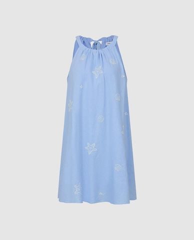  URBAN REVIVO - Đầm sát nách mini dáng suông thêu họa tiết 