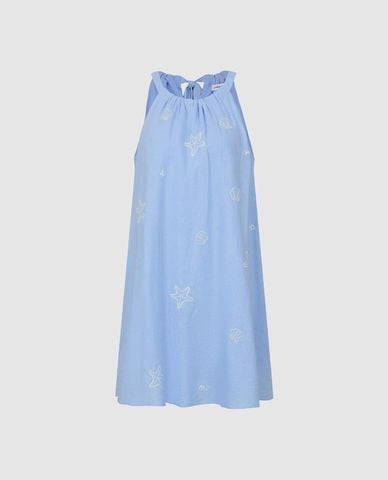  URBAN REVIVO - Đầm sát nách mini dáng suông thêu họa tiết 