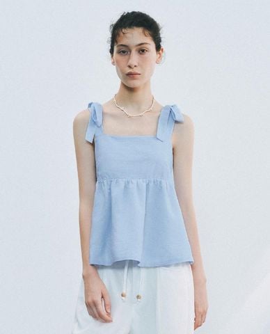  URBAN REVIVO - Áo hai dây nữ cổ vuông thắt nơ 