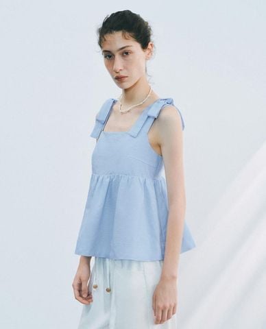  URBAN REVIVO - Áo hai dây nữ cổ vuông thắt nơ 