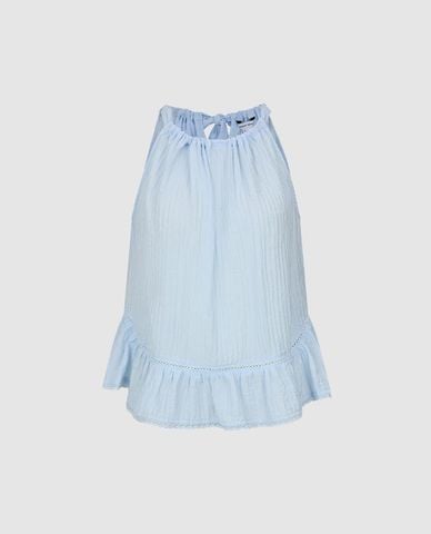  URBAN REVIVO - Áo kiểu nữ cổ yếm phối bèo 