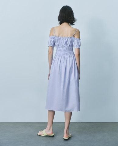  URBAN REVIVO - Đầm hai dây midi trễ vai 