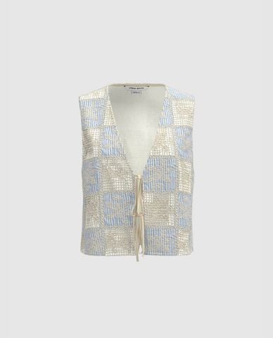  URBAN REVIVO - Áo khoác croptop nữ thắt dây trẻ trung 