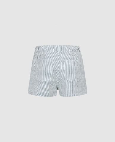  URBAN REVIVO - Quần short giả váy denim nữ kẻ sọc phối dây rút 